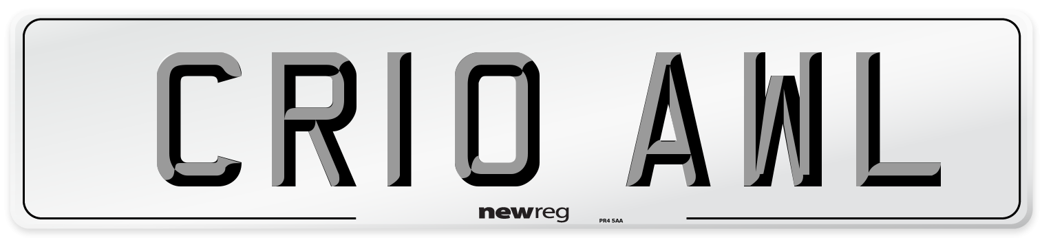 CR10 AWL Number Plate from New Reg